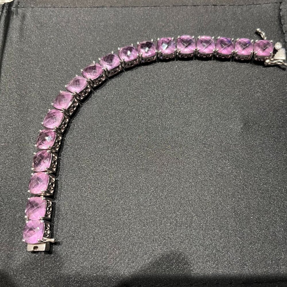 Amethyst Cushion Cut 925 Sterling Silver Tennis Bracelet